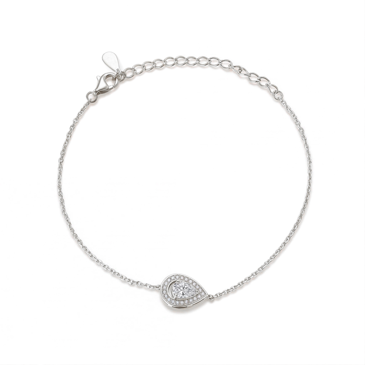 Peraise - Pulsera de moissanita de talla pera con cadena de eslabones con halo