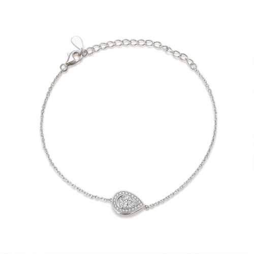 Peraise - Pulsera con moissanita de talla pera, halo y eslabones