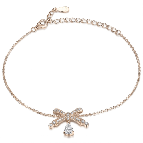 Pearlette - Pulsera de Lazo con Moissanita de Talla Pera y Pavé