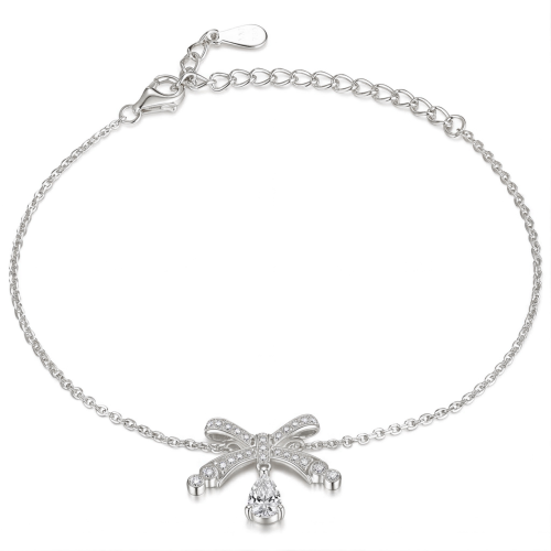 Pearlette - Pulsera de Lazo con Moissanita de Talla Pera y Pavé