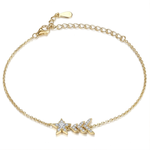Stellaris - Pulsera Ajustable con Charm de Estrella de Moissanita y Engaste Pavé