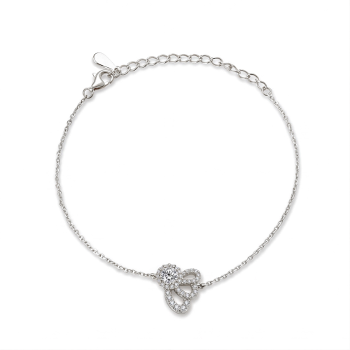 Ornella - Pulsera de Moissanita con Halo Floral y Cadena Ajustable