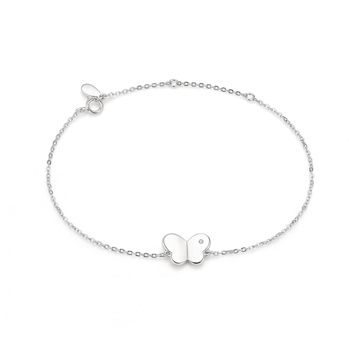 Papillon - Pulsera con charm de mariposa de moissanita y cadena ajustable