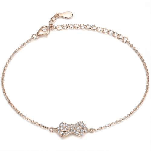 Gleamique - Pulsera de Moissanita con Motivo de Lazo y Cadena Ajustable