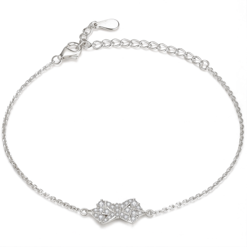 Gleamique - Pulsera de Moissanita con Motivo de Lazo y Cadena Ajustable