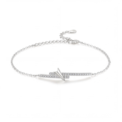 Volute - Pulsera de Moissanita en Chevrón con Engaste Pavé