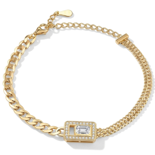 Verdura - Pulsera de moissanita de talla esmeralda con diseño de halo