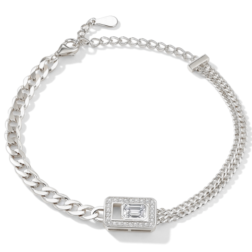 Verdura - Pulsera de moissanita de talla esmeralda con diseño de halo