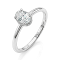 Ovalisse - Anillo de moissanita de talla oval con halo oculto circular