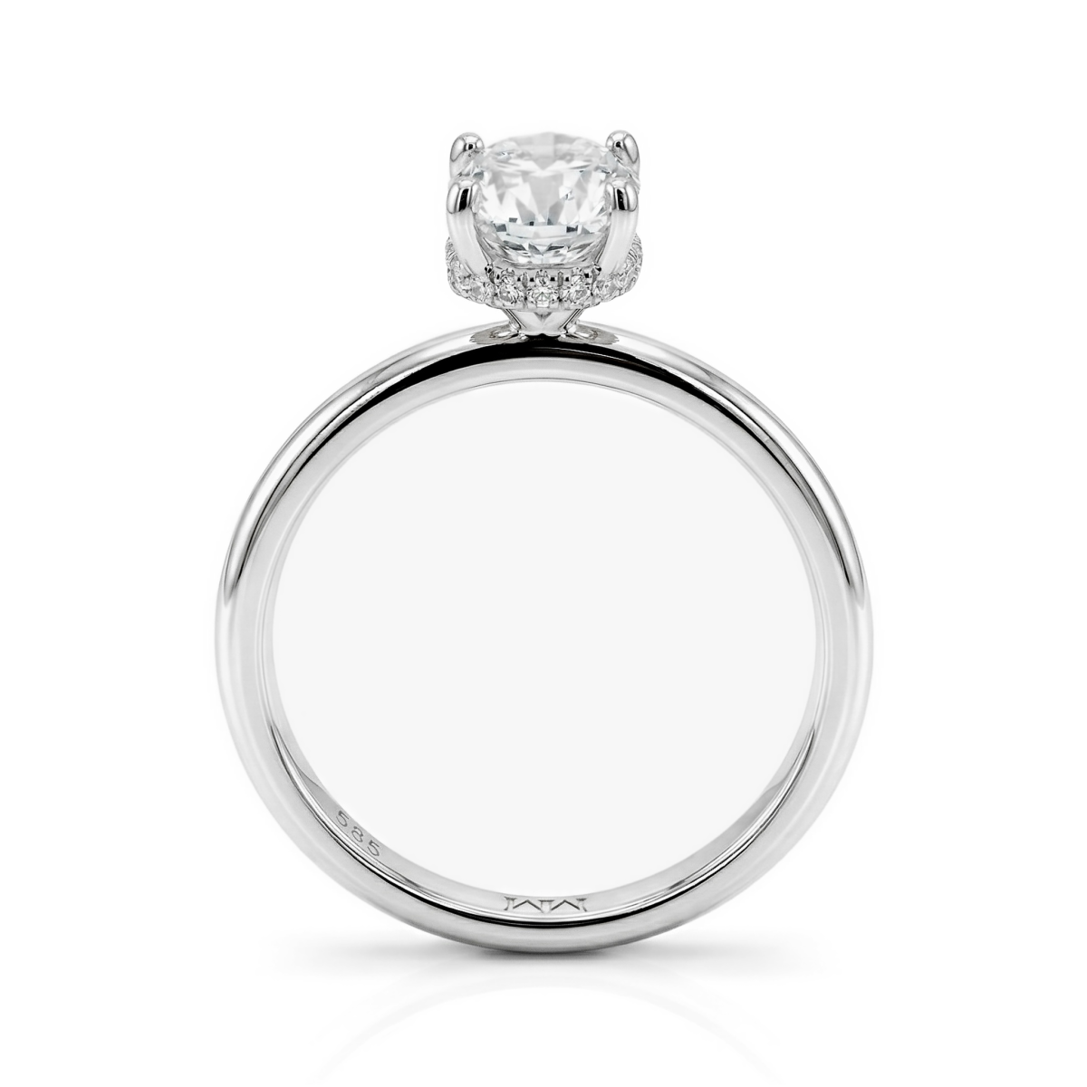 Ovalisse - Anillo de moissanita de talla oval con halo oculto circular