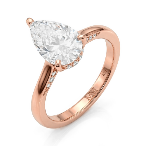 Poirine - Anillo de moissanita de talla pera con halo oculto y pavé