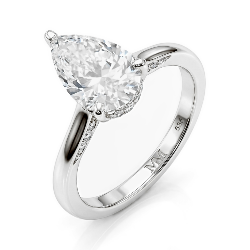 Poirine - Anillo de moissanita de talla pera con halo oculto y pavé