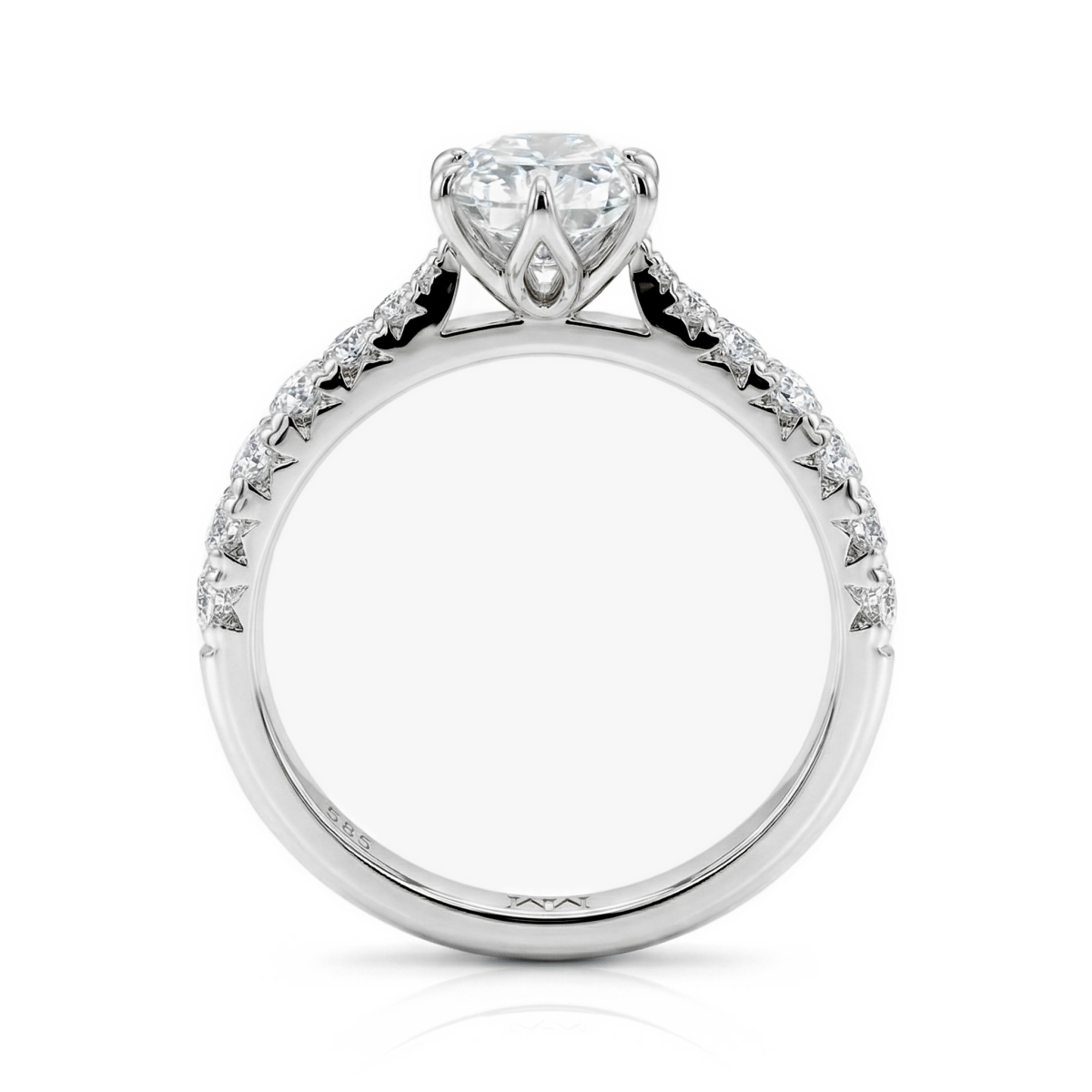 Lumiere - Anillo de moissanita talla radiant con piedras en engaste pavé