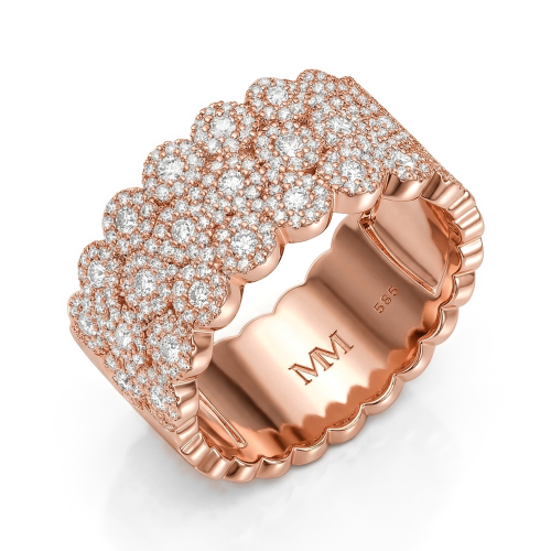 Cresta - Anillo de compromiso ancho de moissanita con engaste pavé