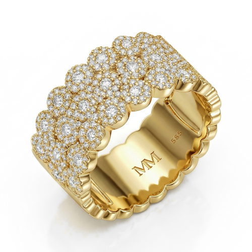 Cresta - Anillo de compromiso ancho de moissanita con engaste pavé