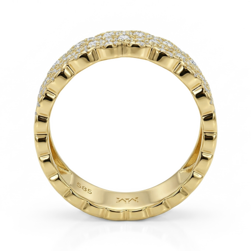 Cresta - Anillo de compromiso ancho de moissanita con pavé