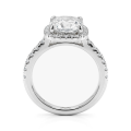 Candesce - Anillo de compromiso de moissanita de talla cojín con halo y aro con detalles