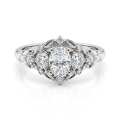 Gardenia - Anillo de compromiso de moissanita oval con detalles en forma de corazón y redondos