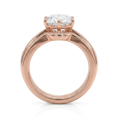 Vespera - Conjunto Nupcial de Moissanita con Detalles en Pavé y Aro Dividido