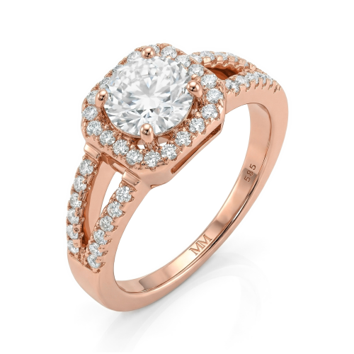 Evora – Anillo de moissanita de doble brazo en engaste con halo