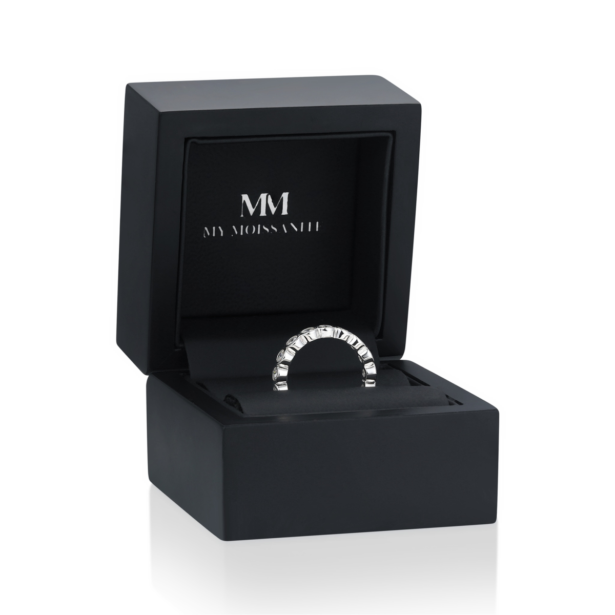 Orbella - Anillo de eternidad de moissanita con engaste en bisel