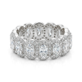 Opaline - Anillo eternity de moissanita de talla oval con halo festoneado en pavé