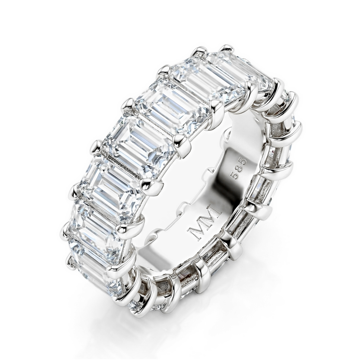 Eterna - Anillo eternity de moissanita de talla esmeralda