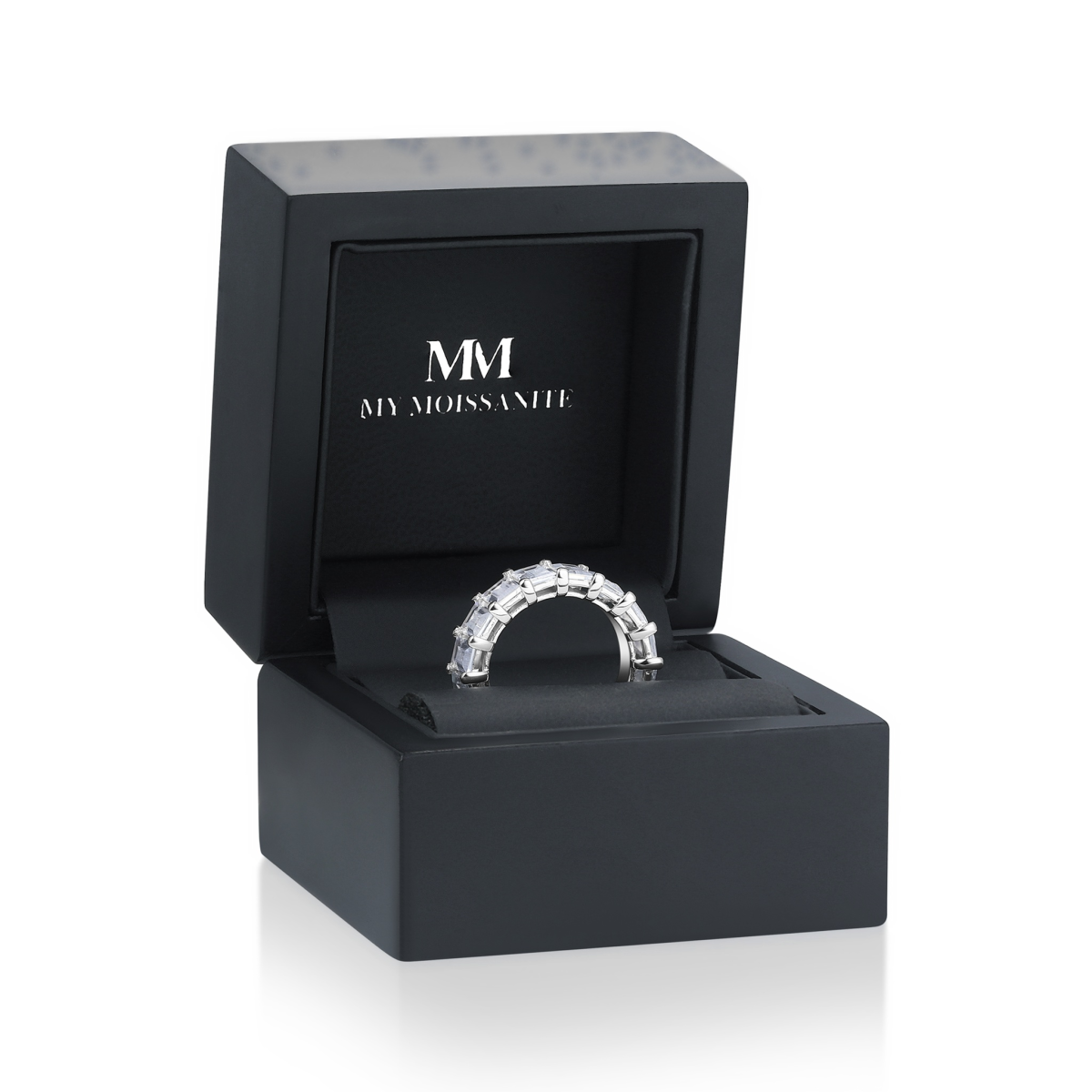 Eterna - Anillo eternity de moissanita de talla esmeralda