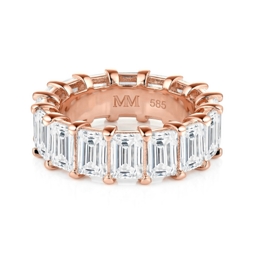 Eterna - Anillo de eternidad de moissanita de talla esmeralda