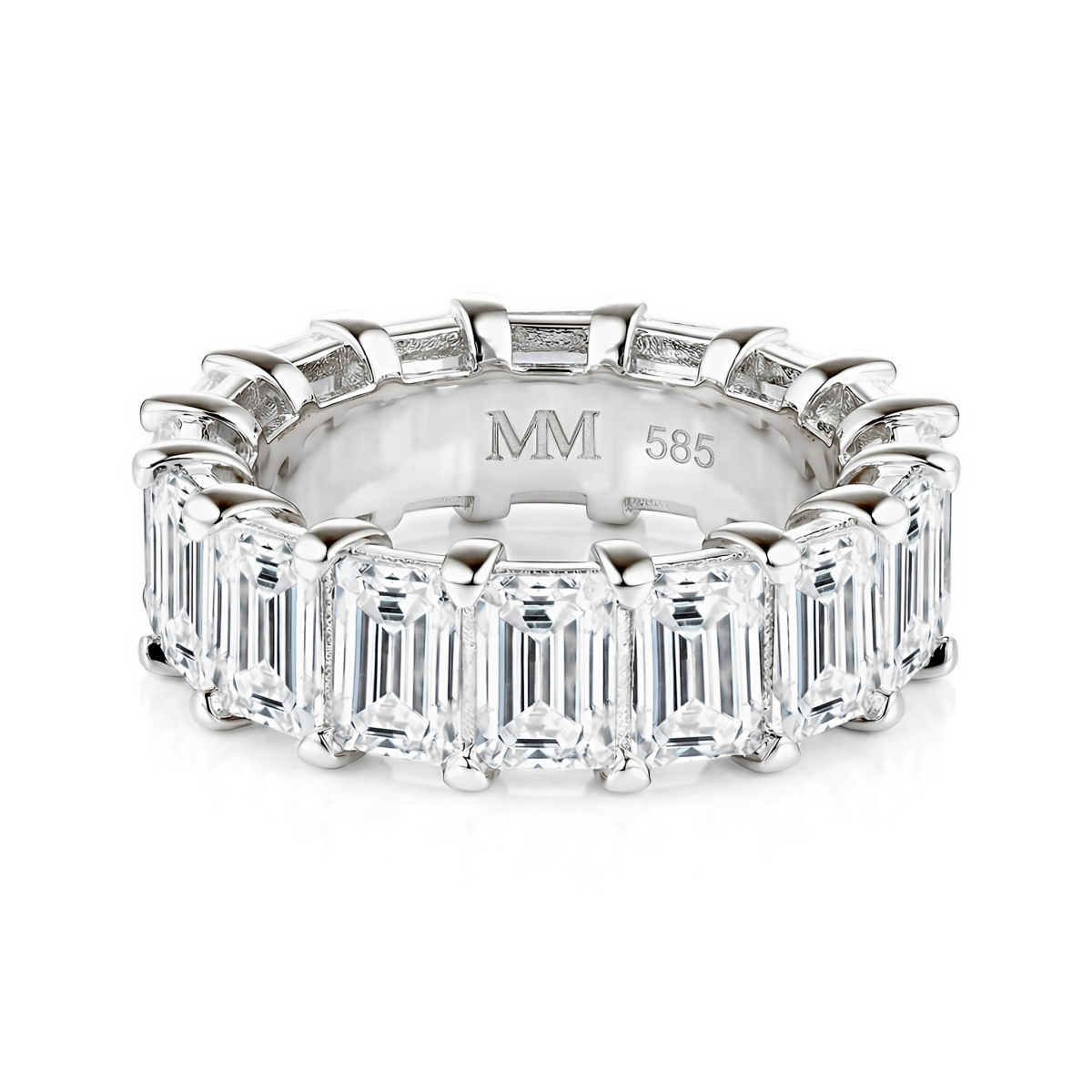 Eterna - Anillo eternity de moissanita de talla esmeralda