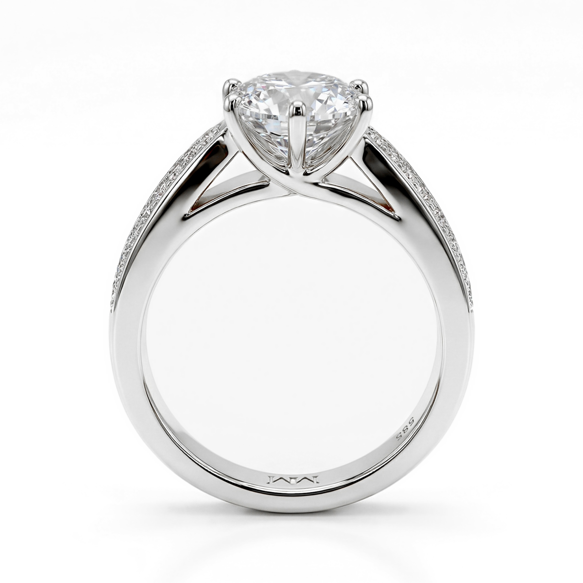 Sylphie - Anillo de compromiso de moissanita con dos piedras laterales