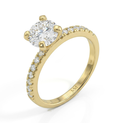 Finesse - Anillo de compromiso de moissanita con piedras laterales