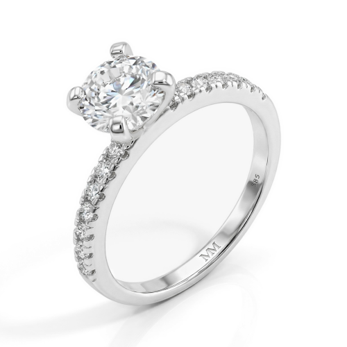 Finesse - Anillo de compromiso de moissanita con piedras laterales