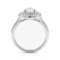 Athena - Anillo de compromiso de moissanita talla pera con doble halo y brazo en pavé