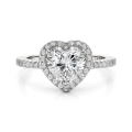 Heartshine - Anillo de moissanita de talla corazón con halo y piedras laterales