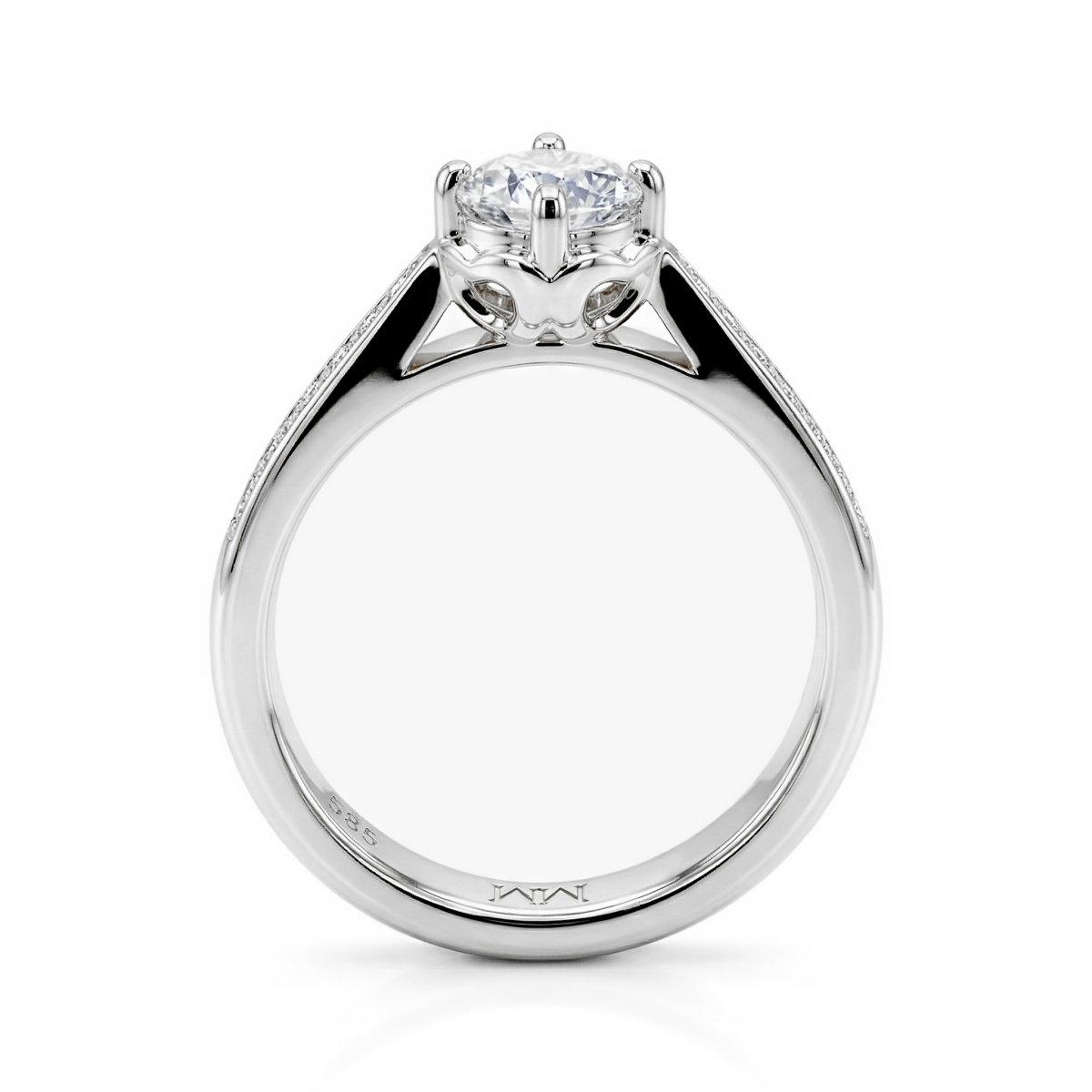 Celeste - Anillo de compromiso de moissanita con piedras laterales en pavé