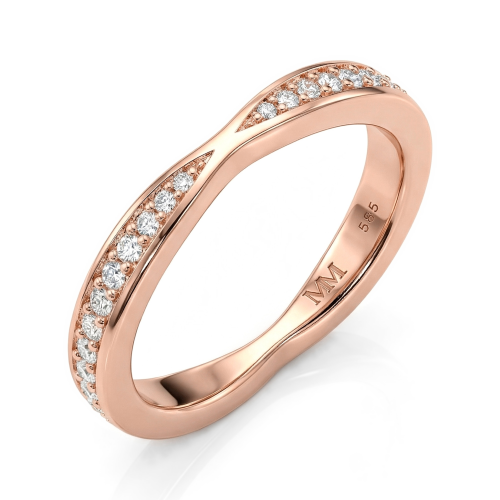 Aria - Alianza de boda curva de moissanita con engaste pavé