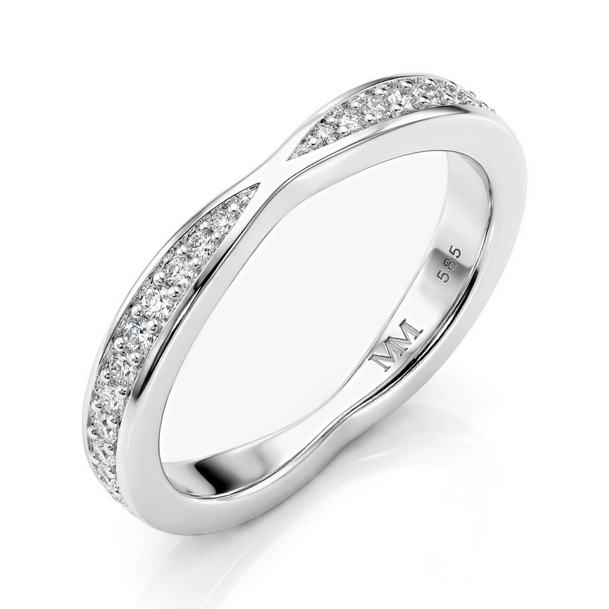Aria - Alianza de Boda Curva de Moissanita con Engaste Pavé