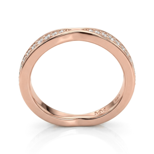 Aria - Alianza de boda curva de moissanita con engaste pavé