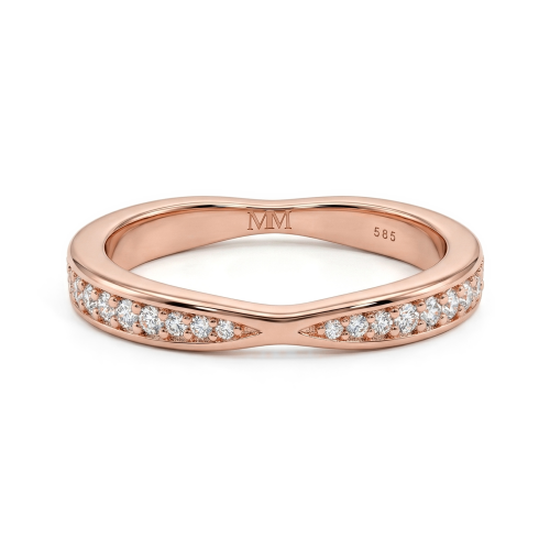 Aria - Alianza de boda curva de moissanita con engaste pavé