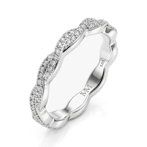 Seraph - Anillo eternity de moissanita con diseño de pavé trenzado
