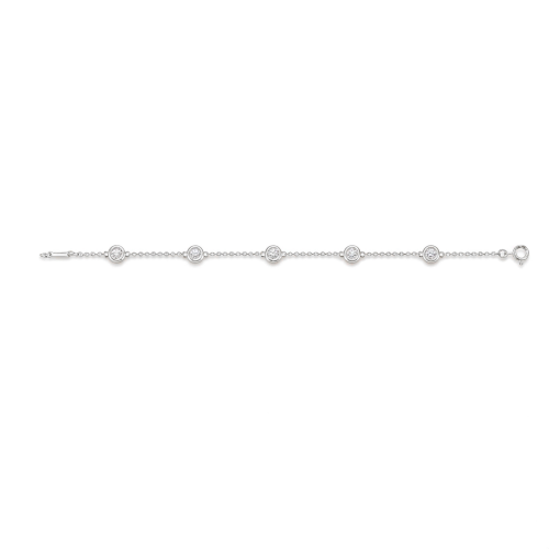 Circlis - Pulsera de moissanita con piedras engastadas en bisel y delicada cadena de eslabones
