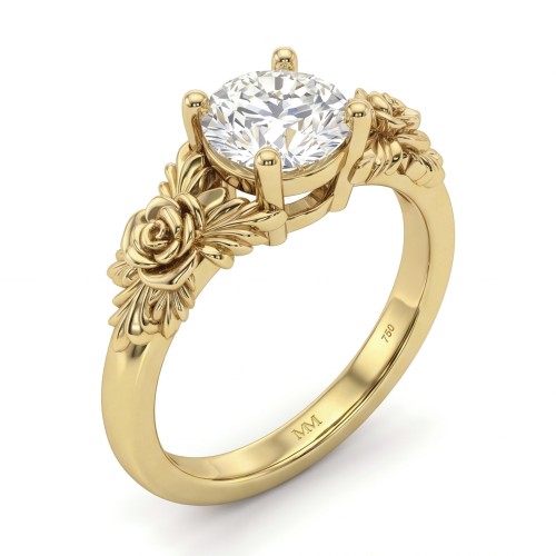 Roselle - Anillo de compromiso floral de moissanita con engaste pavé