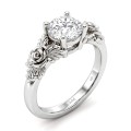 Roselle - Anillo de compromiso de moissanita con diseño floral y engaste pavé