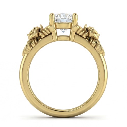 Roselle - Anillo de compromiso floral de moissanita con engaste pavé