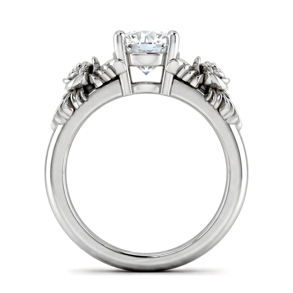 Roselle - Anillo de compromiso de moissanita con diseño floral y engaste pavé