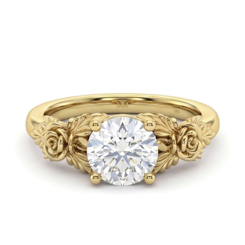 Roselle - Anillo de compromiso floral de moissanita con engaste pavé