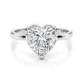 Amorelle - Anillo de Compromiso con Moissanita de Talla Corazón y Halo Oculto