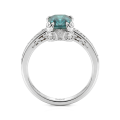 Verdisia - Anillo de compromiso de estilo vintage con diseño floral y moissanita verde de talla esmeralda