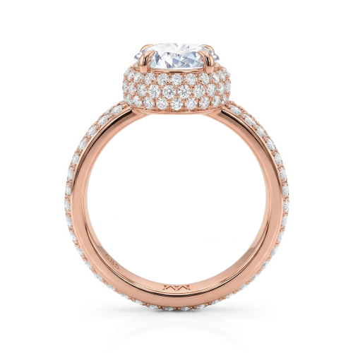 Lustrella - Anillo de compromiso de moissanita con halo y aro pavé